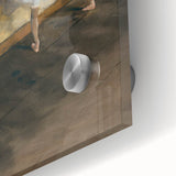 Close-up of a mid-century modernist Edgar Degas-inspired abstract acrylic print in muted tones, ideal for dining room art.