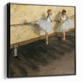 Black and white wall art of a vintage Edgar Degas landscape painting on framed canvas, ideal for bedroom decor.