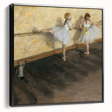 Black and white wall art of a vintage Edgar Degas landscape painting on framed canvas, ideal for bedroom decor.