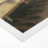 Art deco poster featuring a ballet scene in pastel shades on rolled canvas, suitable for dining room or bathroom decor.