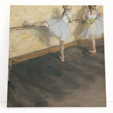 Black and white stretched canvas depicting Edgar Degas' ballerinas, ideal for kitchen wall art or bedroom ambiance.