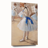 Side view of an Edgar Degas inspired large abstract acrylic print in soft pastel shades.