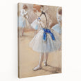 Edgar Degas-inspired ballerina on stretched canvas with pastel shades, ideal for kitchen wall art.