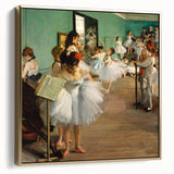Framed canvas of a vintage Edgar Degas landscape painting in muted earth tones, ideal for bedroom wall art.