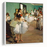 Extra large framed canvas featuring Edgar Degas' vintage poster art in black with colorful accents.