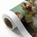 Art deco style Edgar Degas ballet dancers print on rolled canvas, featuring soft pastel hues, ideal for nursery wall art.