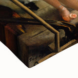 Black and white landscape painting on stretched canvas, depicting a serene outdoor scene, ideal for bedroom wall art.