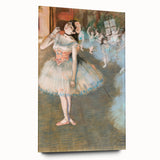 Side view of a large acrylic print featuring Edgar Degas' impressionist art, with soft pastel colors.