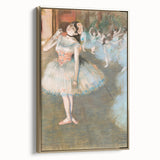 Framed canvas featuring a vintage Edgar Degas landscape painting in muted green and black, ideal for bedroom wall art.