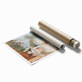 Extra large rolled print of an Edgar Degas floral art piece in muted pastel shades, suitable for classy bathroom wall art.