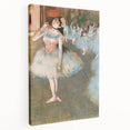 Edgar Degas-inspired ballet dancers on a large stretched canvas in pastel shades, ideal for kitchen wall art.