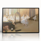 Large abstract wall art featuring swirling shades of blue and gray on a black framed acrylic.