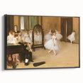 Black and white wall art featuring an Edgar Degas landscape painting, framed in black, suitable for bedroom decor.