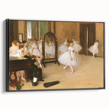 Black and white wall art featuring an Edgar Degas landscape painting, framed in black, suitable for bedroom decor.