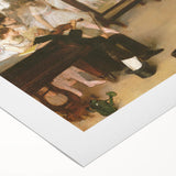 Art deco poster featuring a dynamic Edgar Degas ballet scene in pastel shades on rolled canvas.