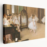 Edgar Degas impressionist painting on stretched canvas featuring dancers, in muted pastel tones, ideal for kitchen wall art.
