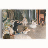 Black and white print of Edgar Degas' dancers on stretched canvas, suitable as large kitchen art.