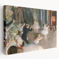 Edgar Degas-inspired ballerina painting on stretched canvas, featuring soft pastel shades, ideal for kitchen wall art.