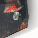 Mid-century modernist art featuring large abstract shapes in muted earth tones on acrylic glass, ideal for dining room art.