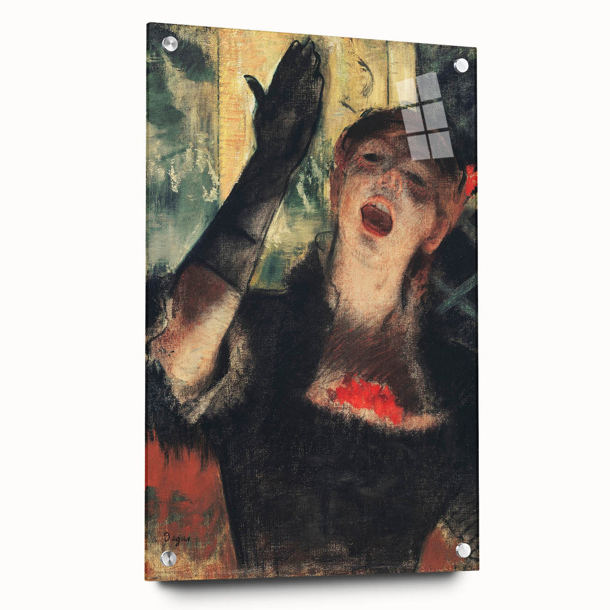 Acrylic print of Edgar Degas' dancers in soft pastel shades, suitable for bedroom or dining room decor.