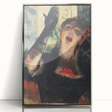 Mid-century modernist art depicting a ballet scene in pastel shades on a framed acrylic print, suitable for nursery wall art.