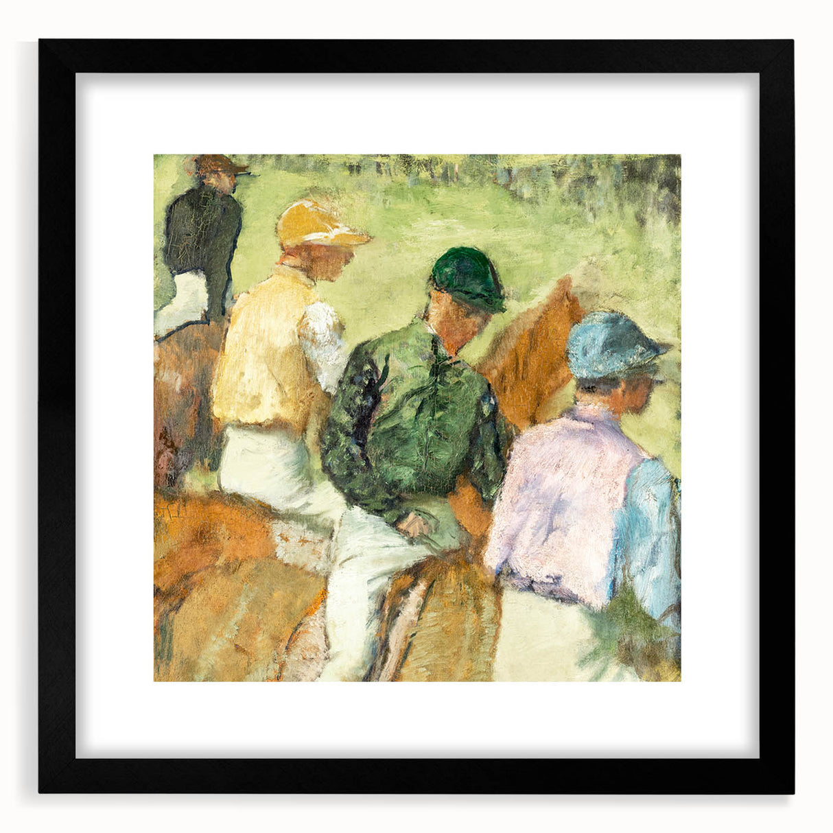 Extra large, textured abstract art print featuring vibrant, colorful strokes on a black framed canvas.