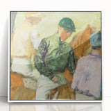 Art deco poster of a ballet scene in soft pastel shades on white framed acrylic, suitable for nursery wall art.