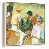 Vintage poster art of a ballet scene in pastel shades on a framed canvas, ideal for living room decor.