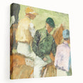 Side view of a stretched canvas featuring Edgar Degas' impressionist art, with soft color tones, ideal for kitchen wall art.