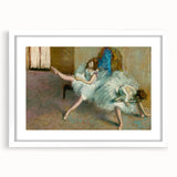 Abstract art print of Edgar Degas design in white frame, featuring pastel shades, ideal for bedroom or dining room decor.