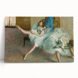 Black and white print of Edgar Degas' dancers on stretched canvas, suitable for kitchen wall art or bedroom decor.