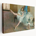 Edgar Degas-inspired ballerinas on a large stretched canvas in soft pastel shades, suitable for kitchen wall art.
