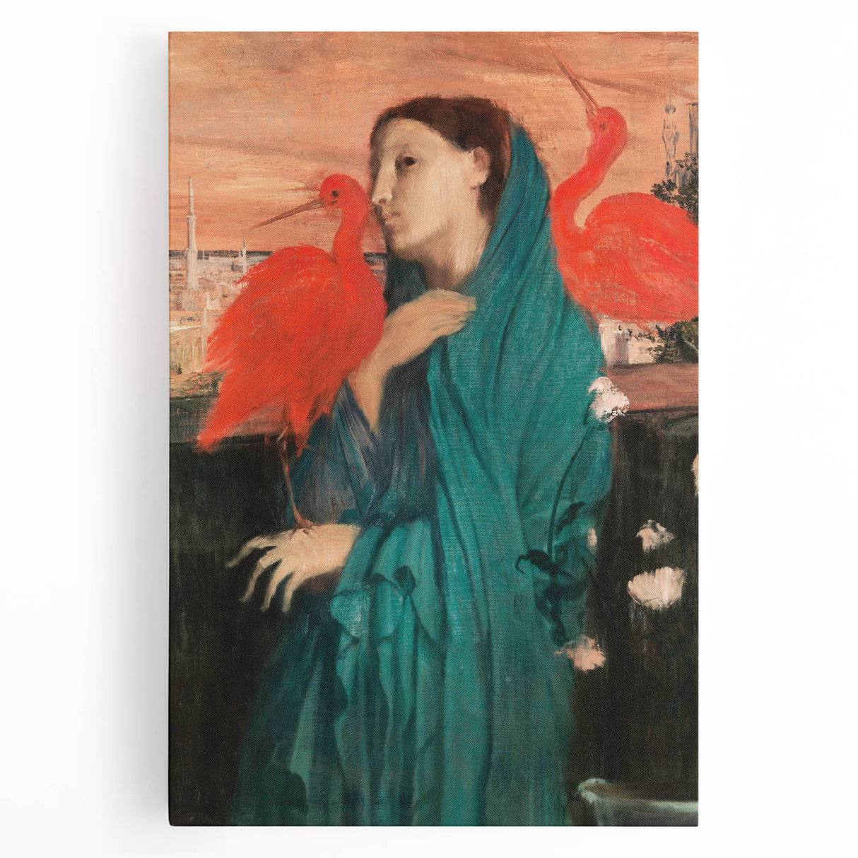 Black and white print of Edgar Degas' dancers on stretched canvas, suitable as large kitchen wall art.
