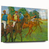 Side view of an acrylic glass Edgar Degas print featuring dancers, in soft pastel hues, ideal for bedroom or dining room art.