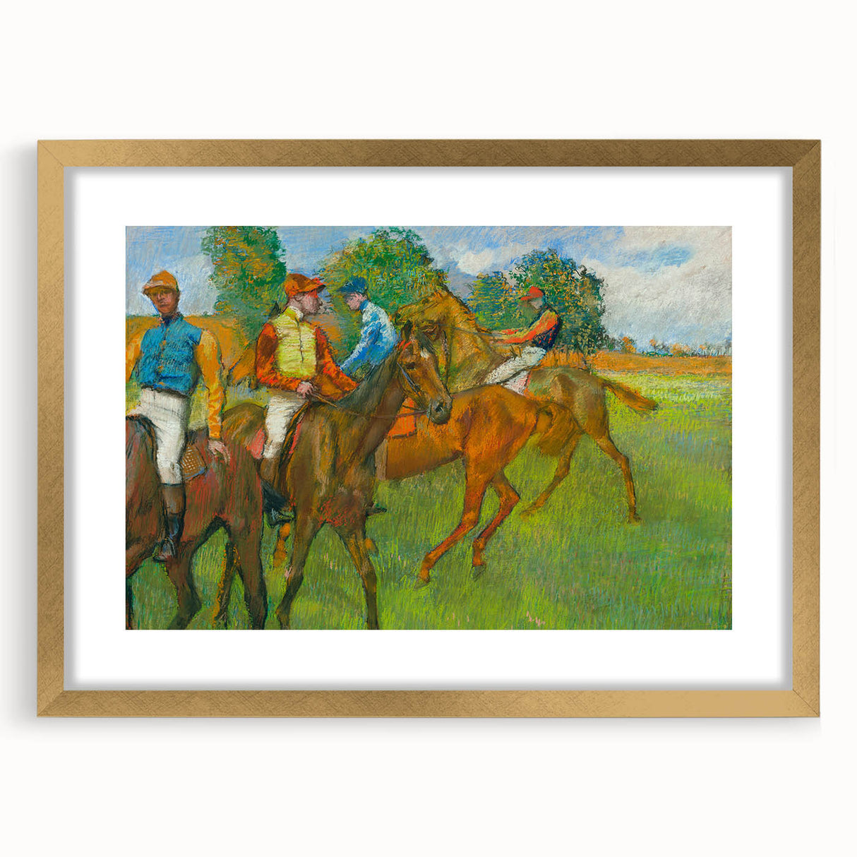 Extra large abstract art print featuring textured strokes in gold frame, ideal for living room decor.