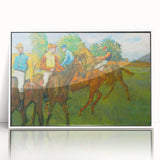 Art deco poster featuring a ballet dancer in pastel shades, acrylic print framed in white.