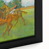 Close-up of a textured Edgar Degas framed canvas featuring a ballet dancer, primarily in black with colorful accents.