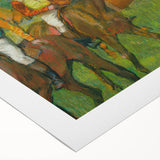 Art deco poster featuring Edgar Degas' dancers, in muted pastel shades on rolled canvas.