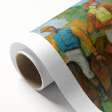 Art Deco style poster of a ballet scene, pastel tones on rolled canvas, ideal for nursery wall art.