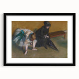 Extra large abstract art print featuring textured, colorful strokes on a black framed canvas, ideal for living room décor.