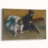 Edgar Degas-inspired landscape painting on a framed canvas with gold detailing, in muted earth tones.