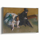Framed canvas of a vintage Edgar Degas landscape painting featuring muted colors.