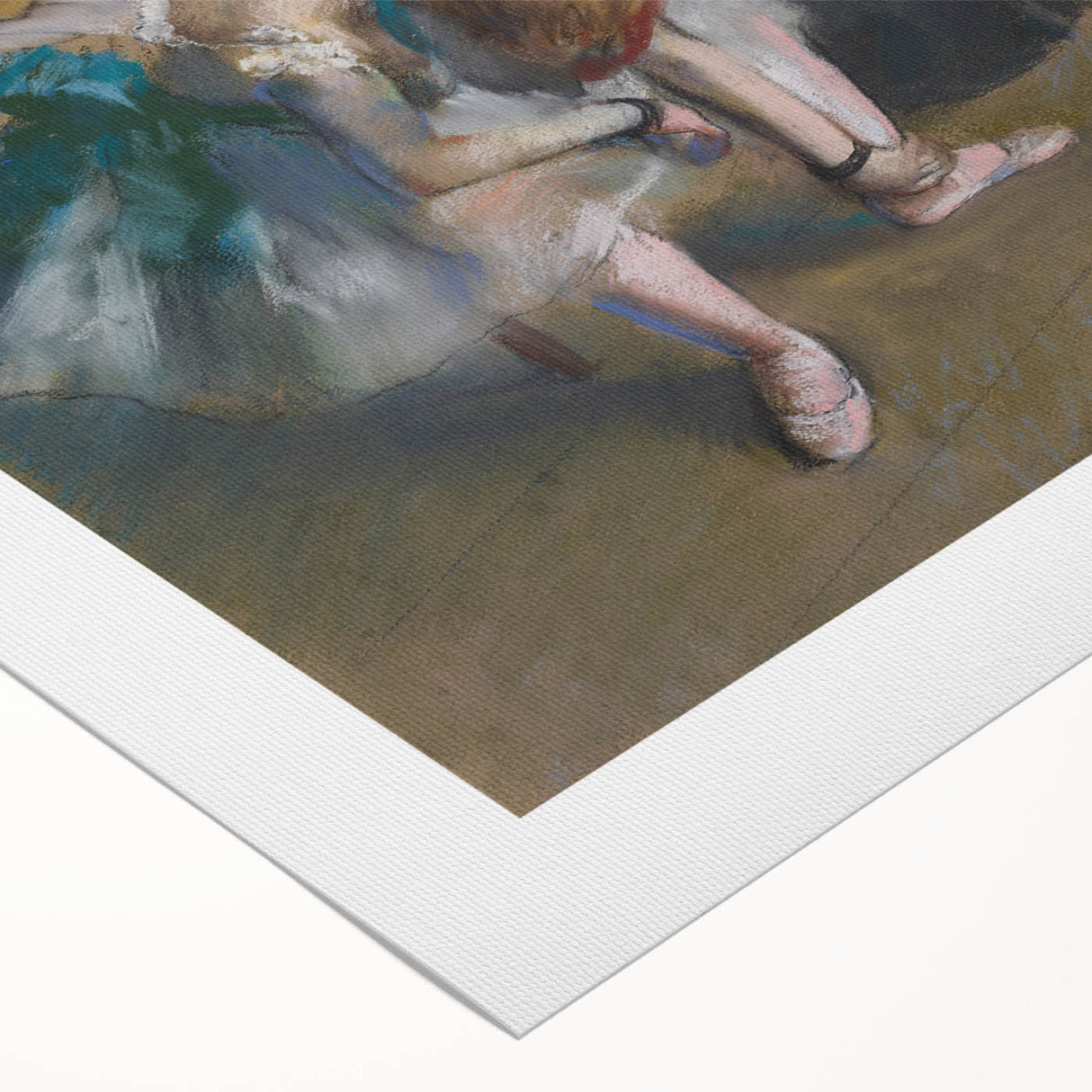 Art deco poster featuring a ballerina in soft pastel shades on a rolled canvas, suitable for dining room or bathroom decor.
