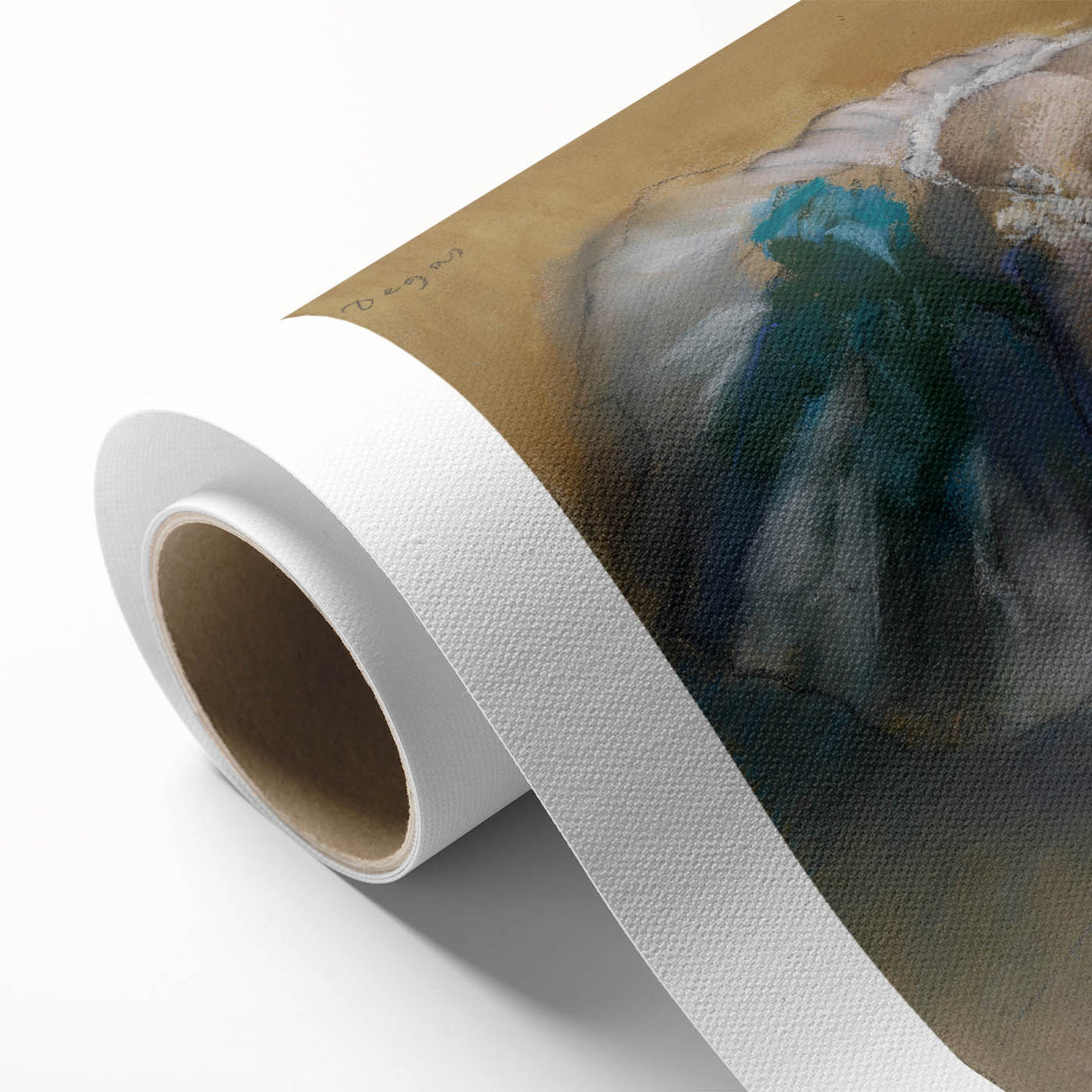 Art deco poster of a ballet scene on rolled canvas, featuring soft pastel shades, ideal for nursery wall art.