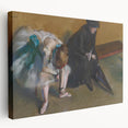 Edgar Degas-inspired ballet dancers on a large stretched canvas with soft pastel tones, ideal for kitchen wall art.