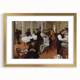 Extra large abstract art print featuring textured strokes in soft pastel shades on a gold-framed canvas.