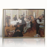 Mid-century modernist acrylic print of Edgar Degas' artwork in gold frame, featuring soft pastel shades.