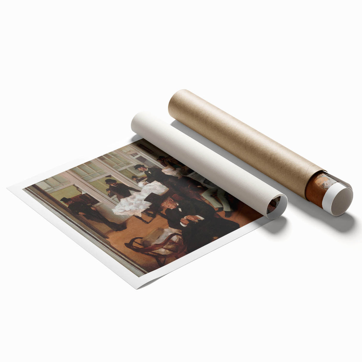 Extra large rolled print of Edgar Degas-inspired floral art in pastel shades.