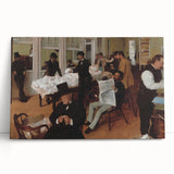 Black and white Edgar Degas ballerina print on stretched canvas, ideal for kitchen wall art or bedroom decor.