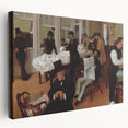 Side view of a stretched canvas featuring Edgar Degas' impressionist painting, ideal for kitchen wall art.